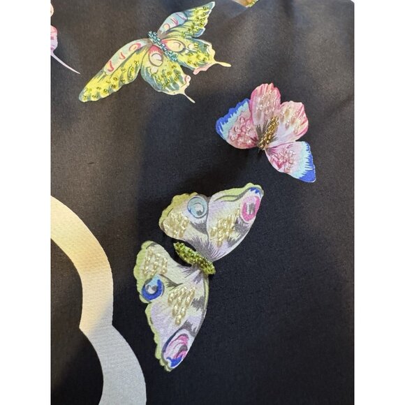 Jade Melody Tam Silk Beaded Butterly Sheath Dress 6 Colorful Pleat Hem - Picture 3 of 12